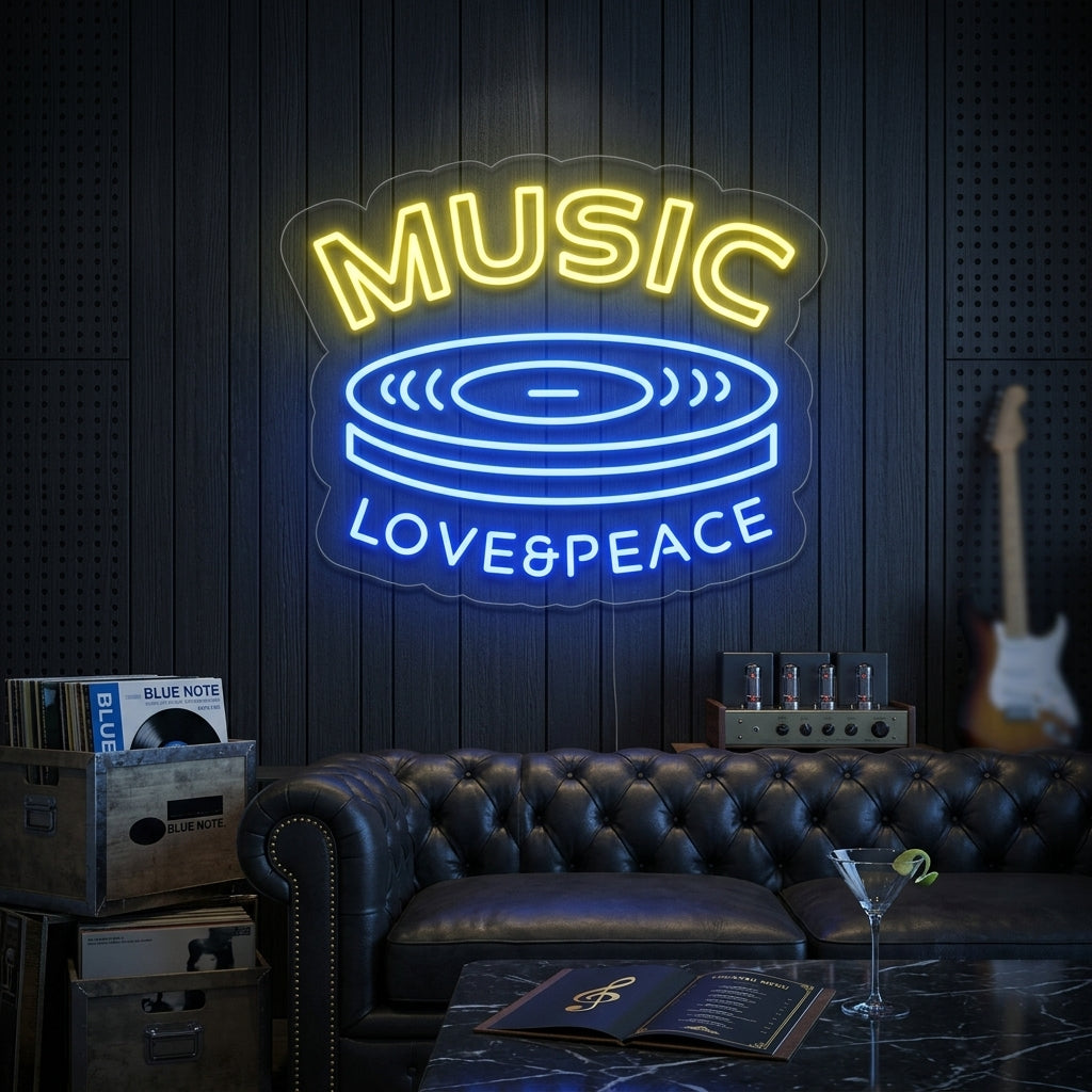 "Music Love Peace" Neonkyltti