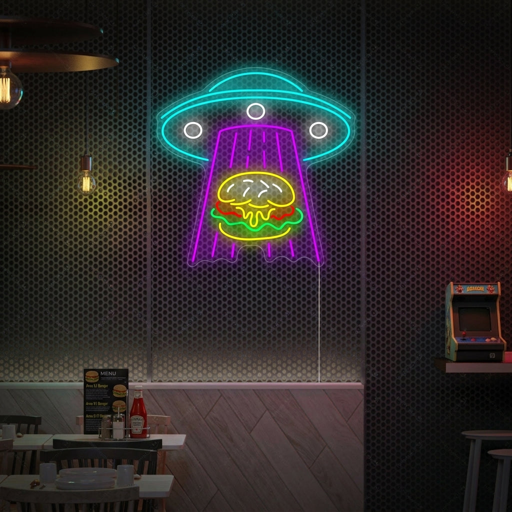 "Ufo Kidnapping Burger" Neonkyltti