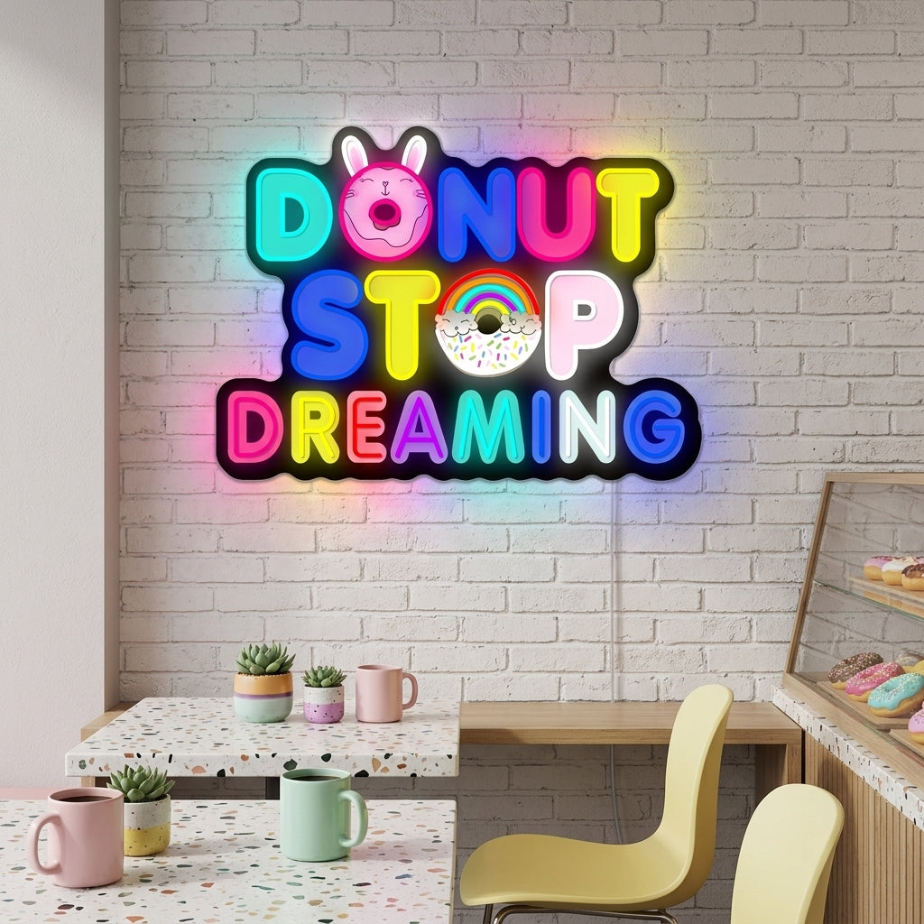 "Donut Do Not Stop Dreaming" Neonkyltti