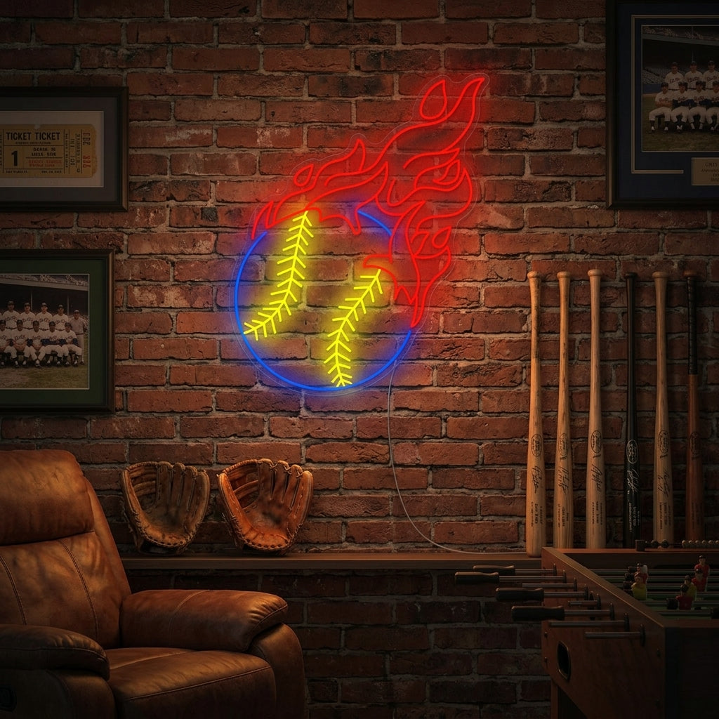 "Fire Baseball" Neonkyltti