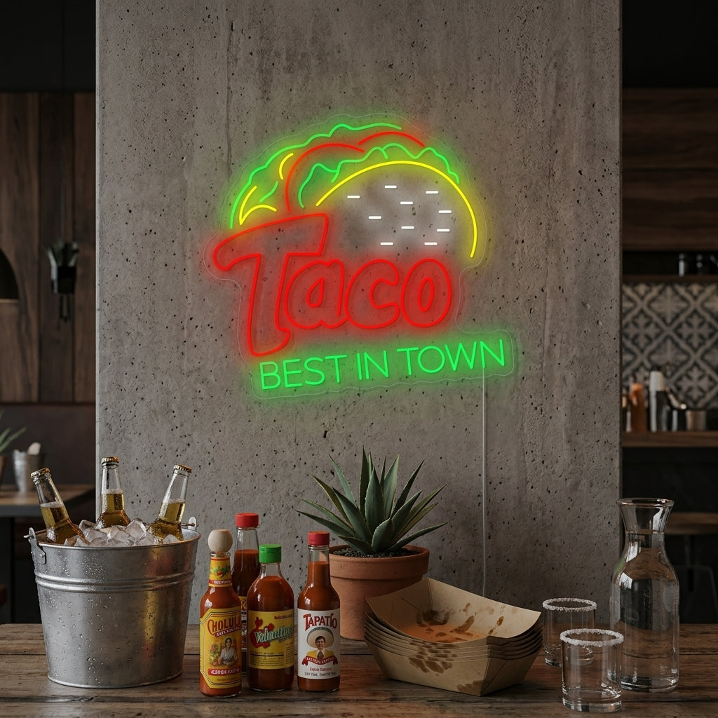 "Taco Best In Town" Neonkyltti