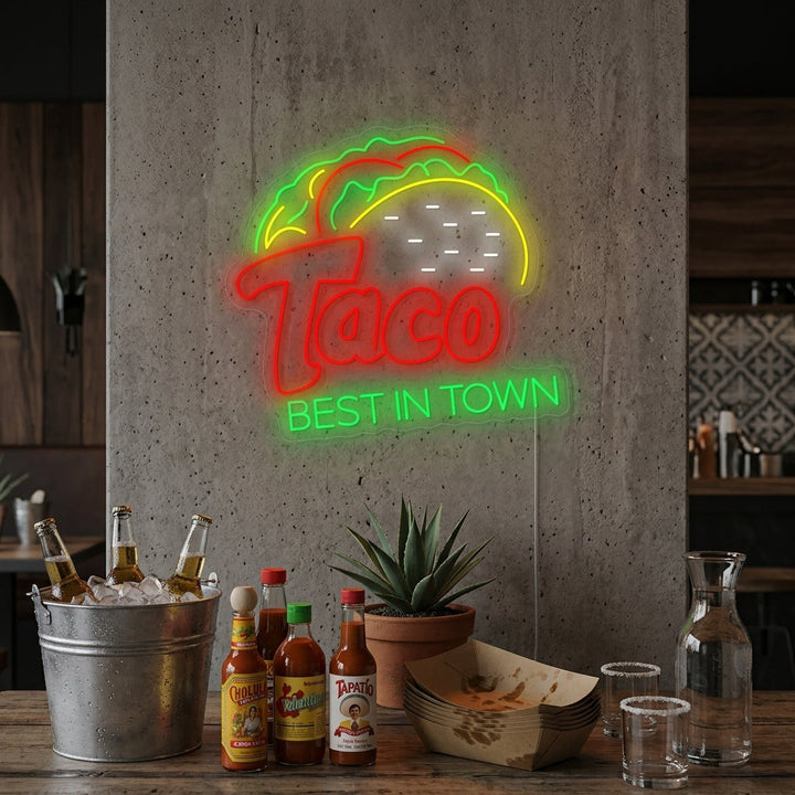 "Taco Best In Town" Neonkyltti