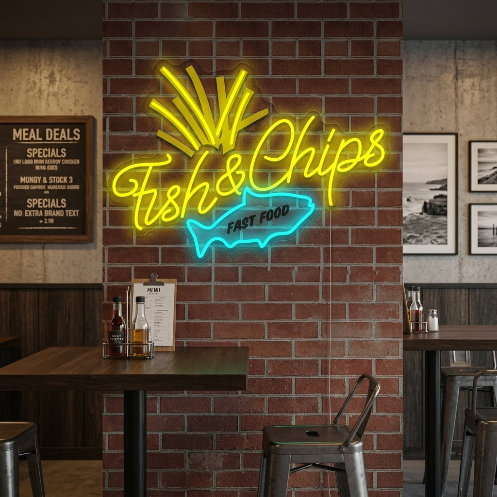 "Fish & Chips" Neonkyltti