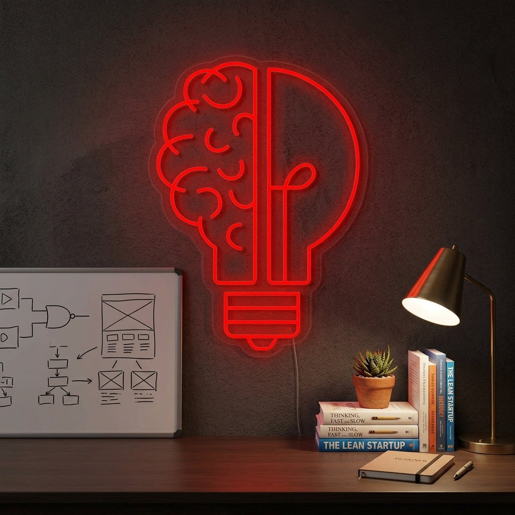 "Hyvä Idea Aivolamppu" Neonkyltti