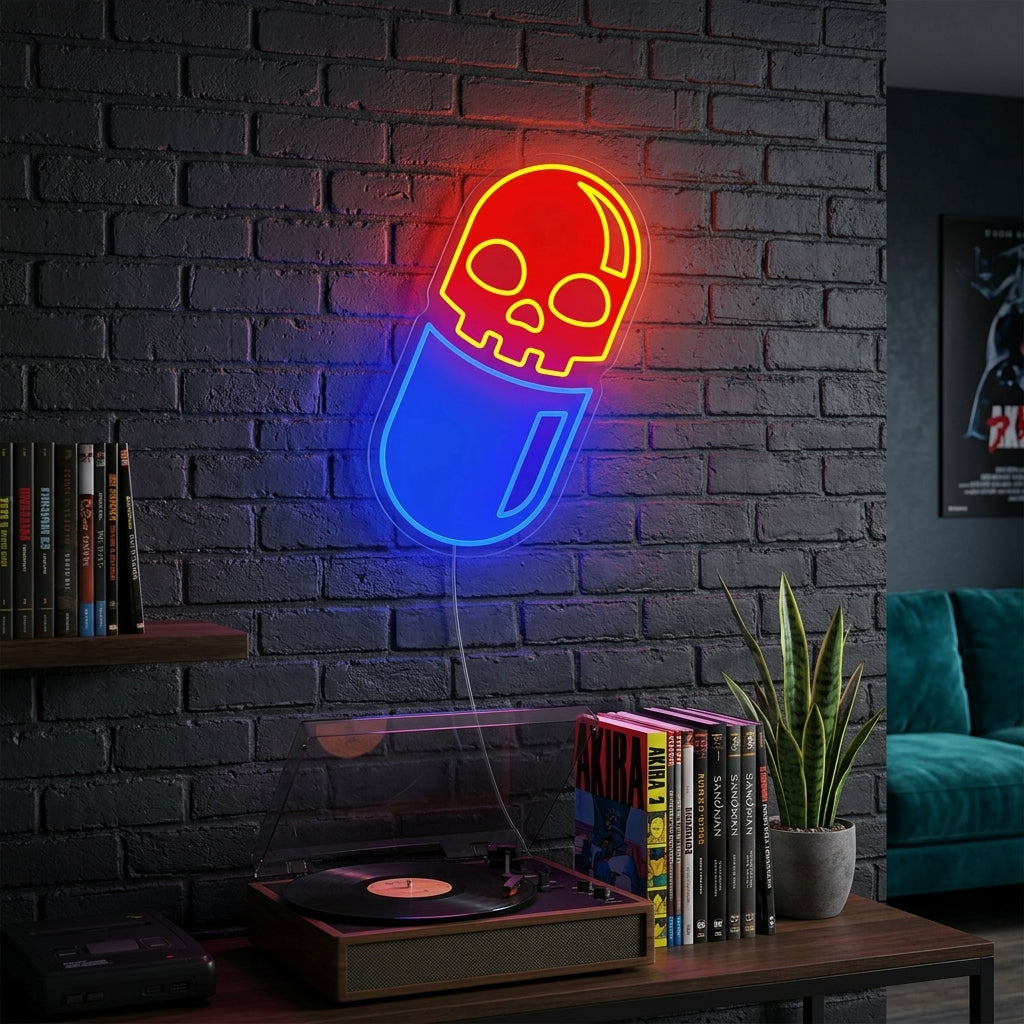 "Kallo Pilleri UV Tulostaa" Neonkyltti