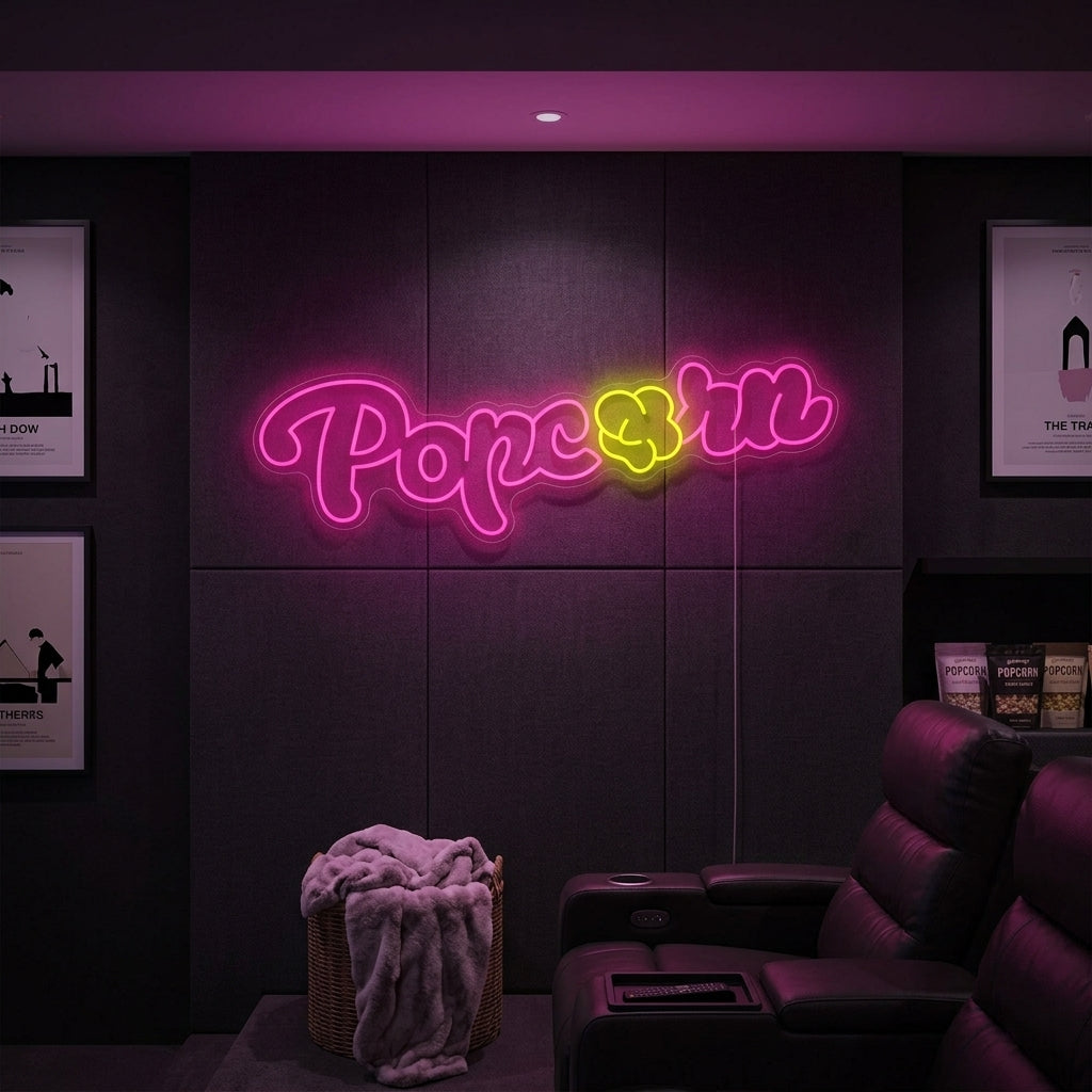 "Elokuvateatteri Popcorn" Neonkyltti