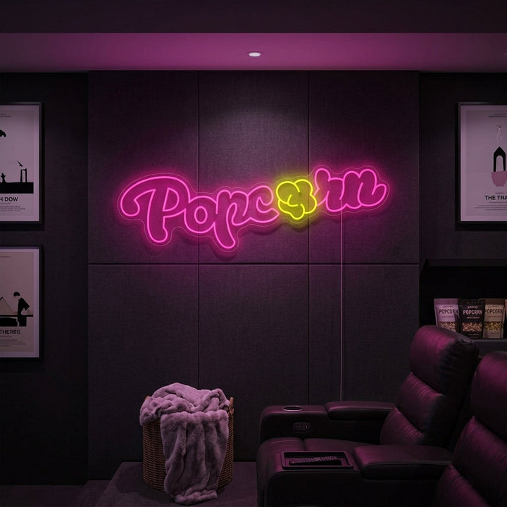 "Elokuvateatteri Popcorn" Neonkyltti
