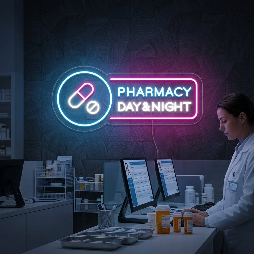 "Pharmacy Day Night" Neonkyltti