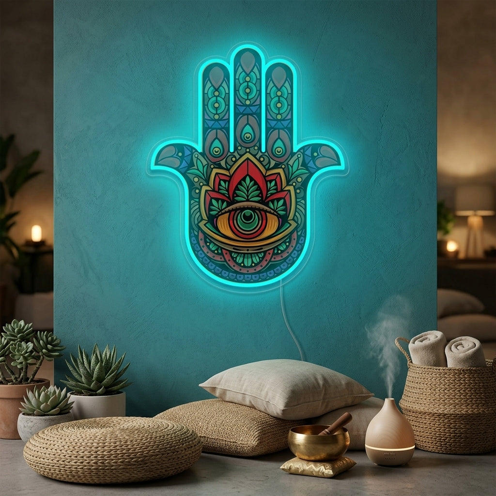 "Hamsa-Käsi Ja UV-Tuloste" Neonkyltti