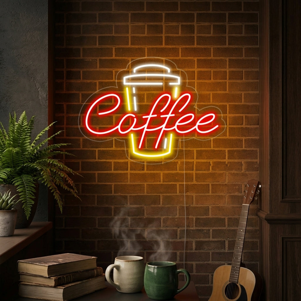 "Coffee, kahvikuppi" Neonkyltti