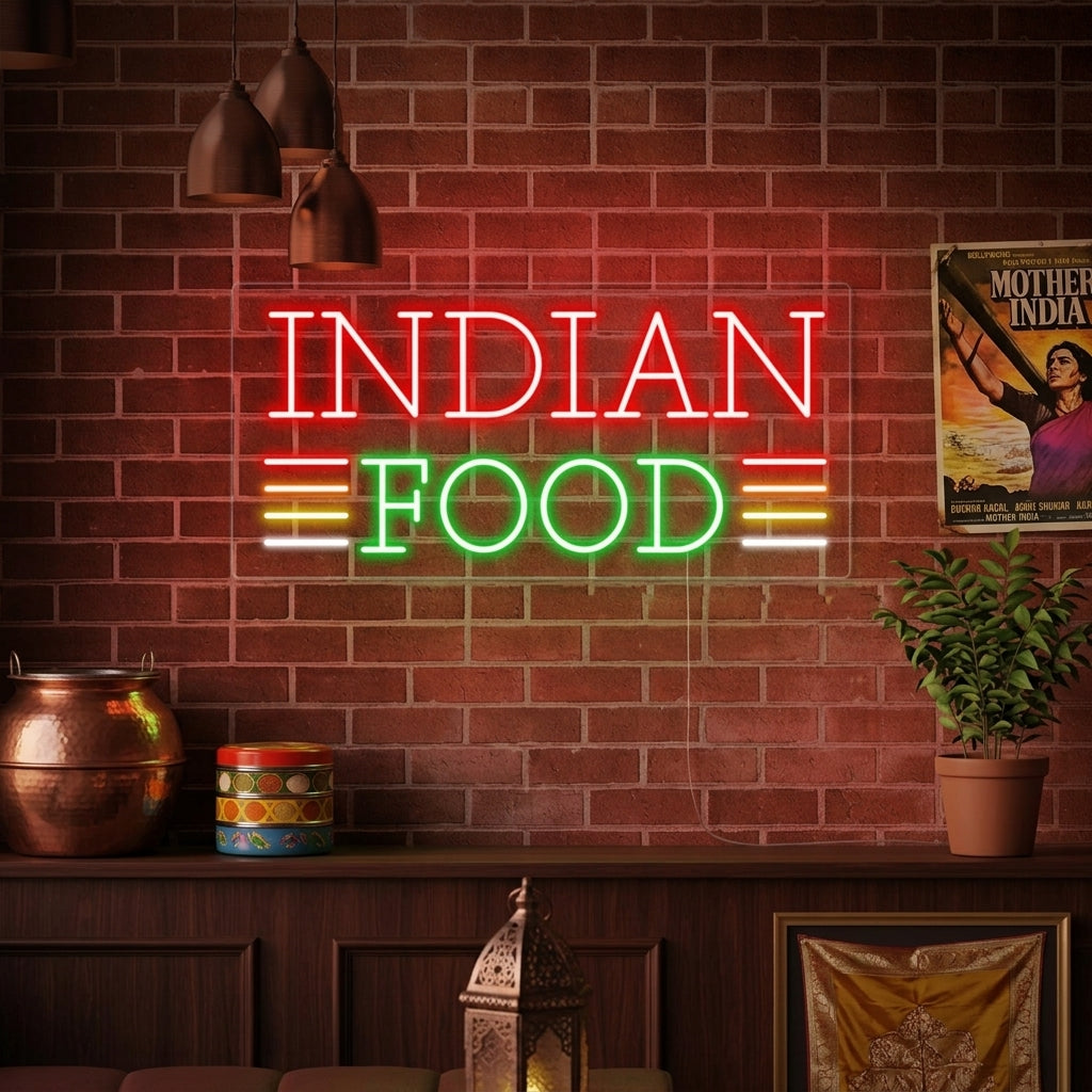 "INDIAN FOOD" Neonkyltti