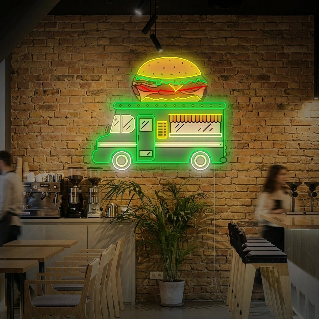 "Burger-auto" Neonkyltti