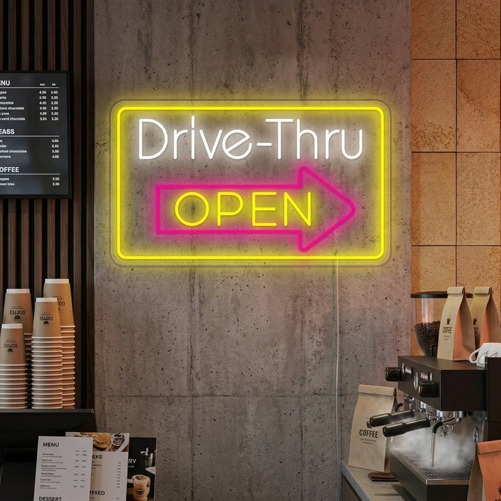 "Drive Thru Open" Neonkyltti