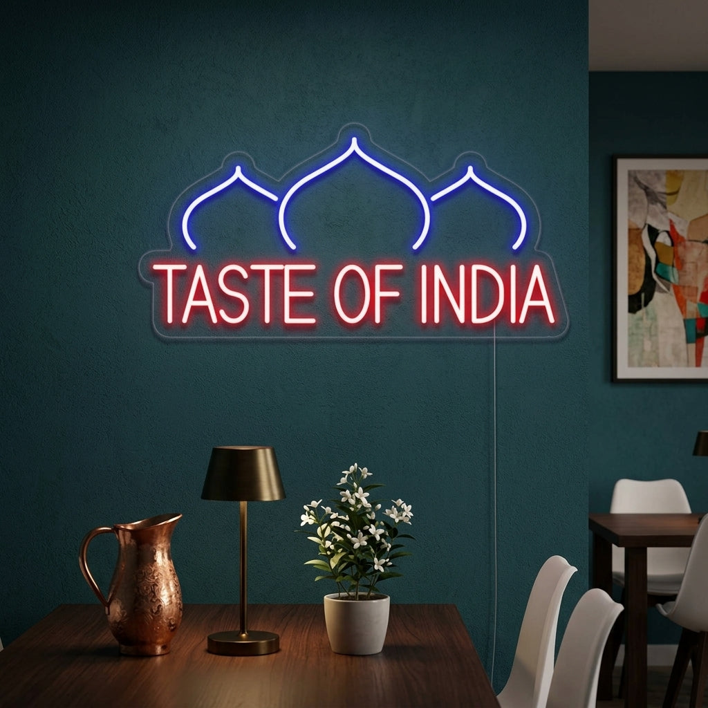 "TASTE OF INDIA, Ravintola, sipuli" Neonkyltti