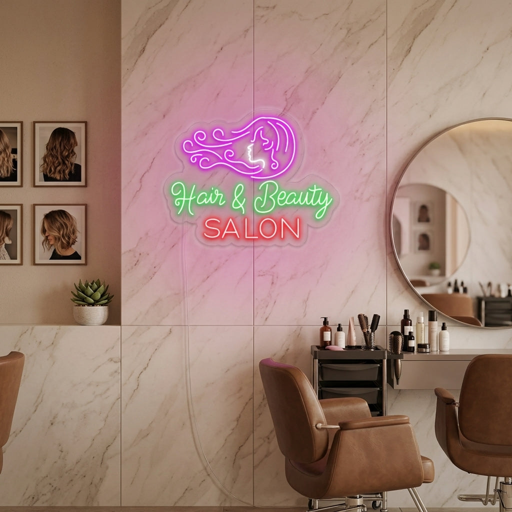 "Hair Salon Hair Beauty Salon" Neonkyltti