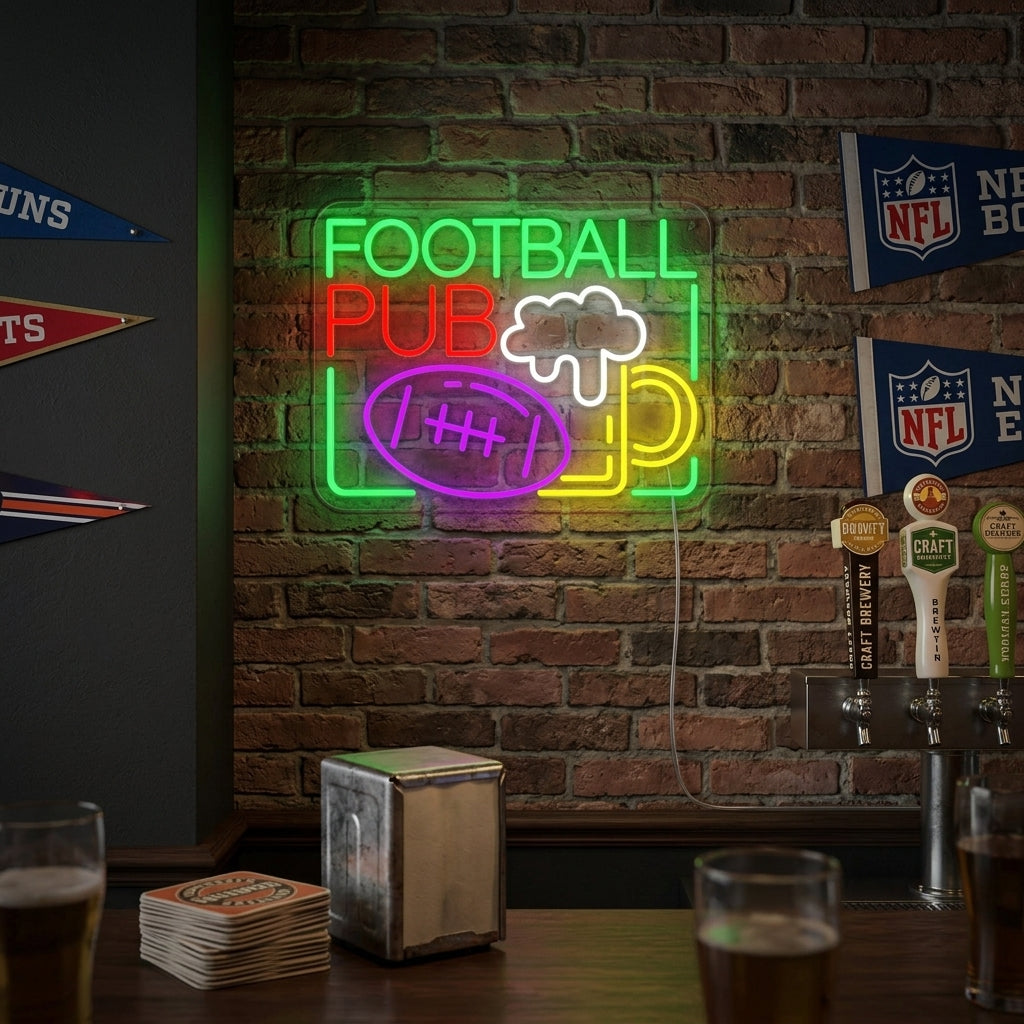 "Olut, Football pub" Neonkyltti