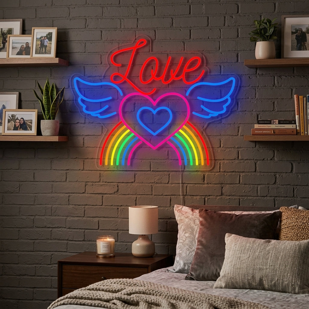 "LGBT LOVE, Sateenkaari, Siivet" Neonkyltti