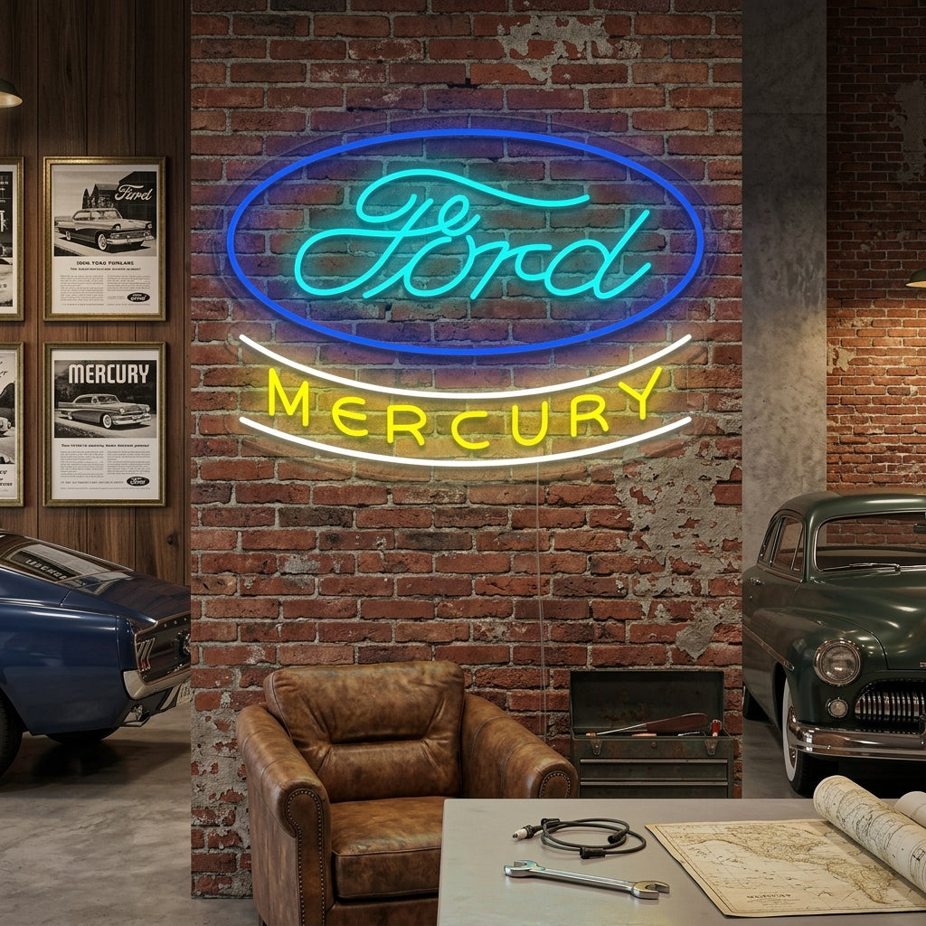 "Mercury, Autologo" Neonkyltti