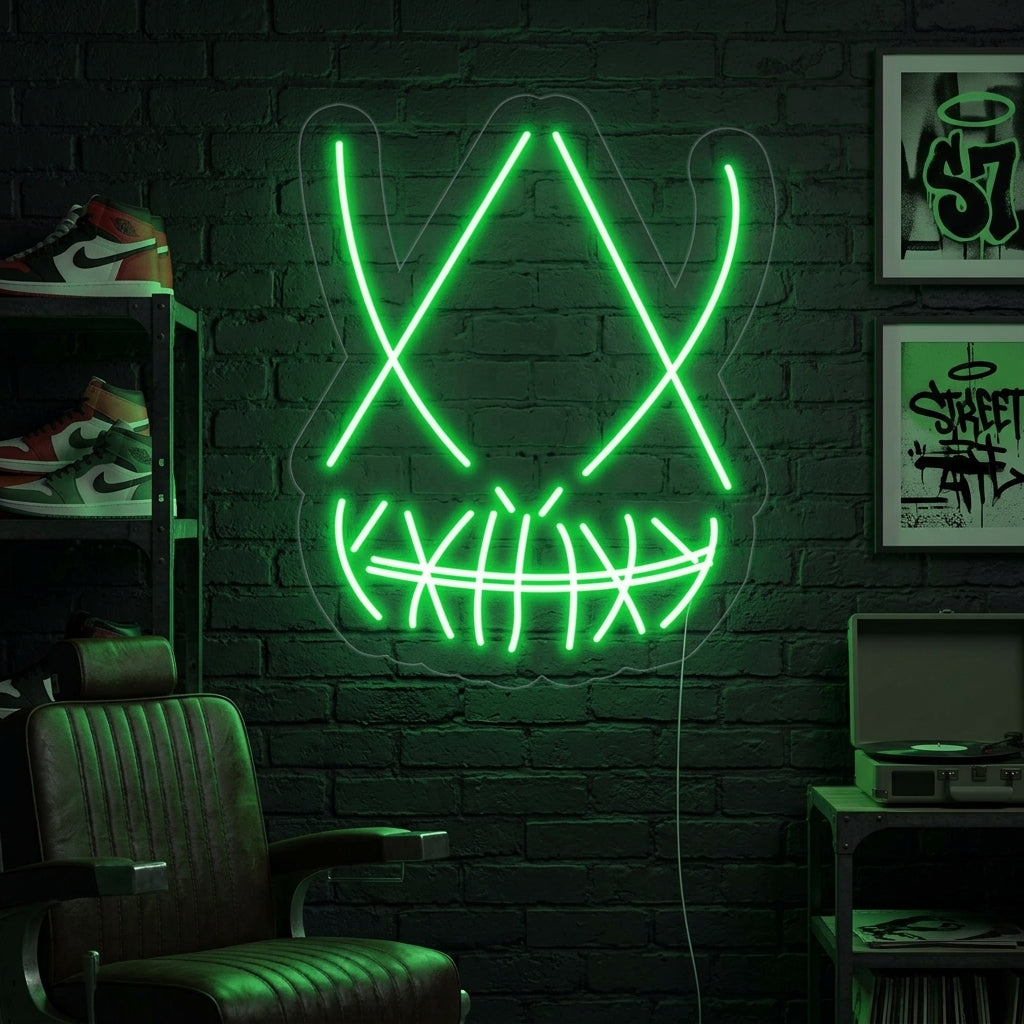 "Pääkallonaamio" Neonkyltti
