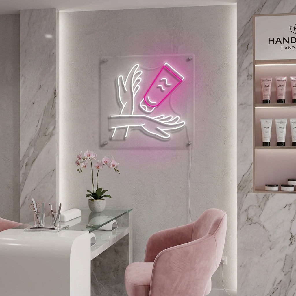 "Käsien Hoito" Neonkyltti