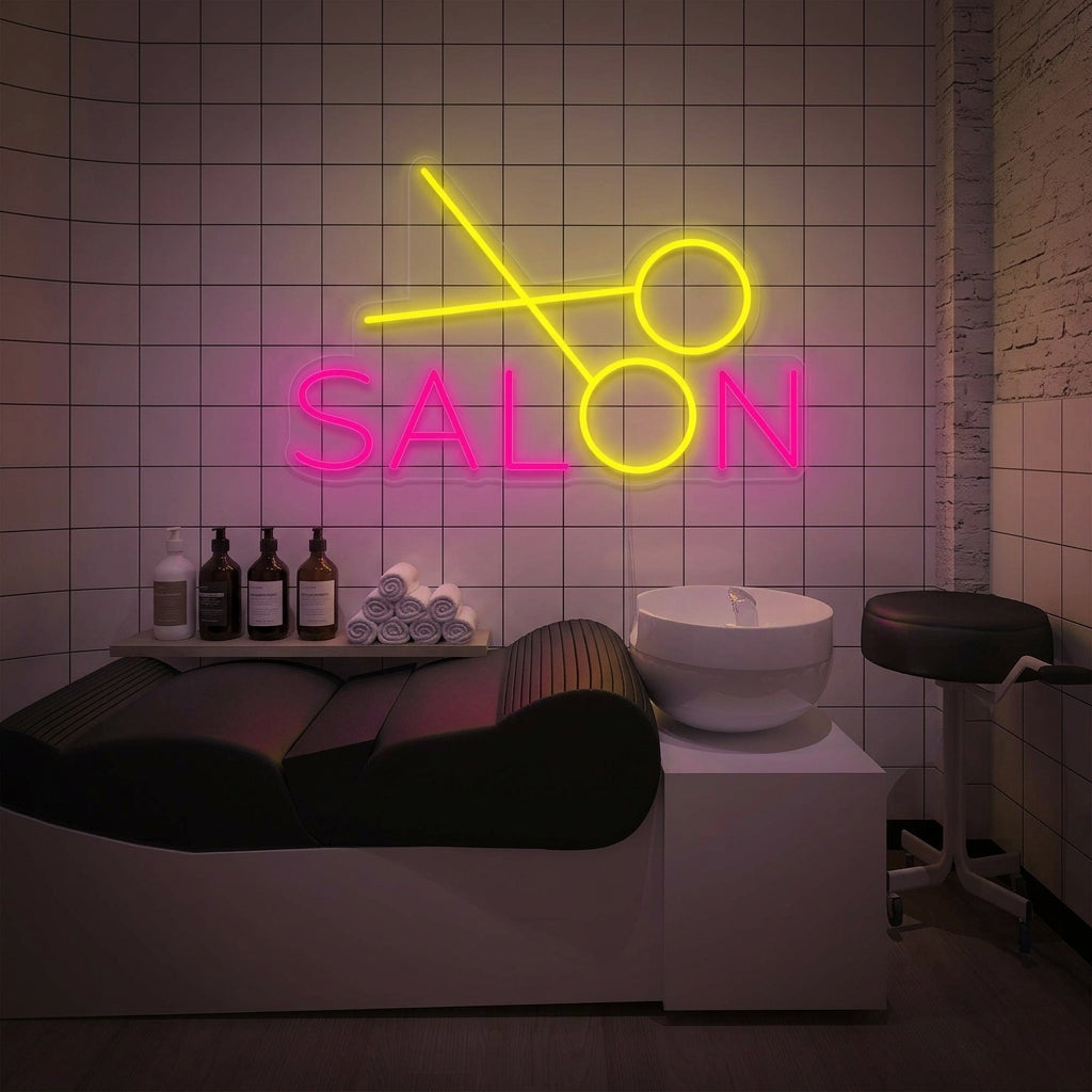 "salon, Hiusstudio, Sakset" Neonkyltti