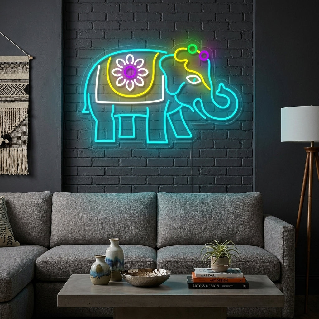 "Intialainen Norsu" Neonkyltti