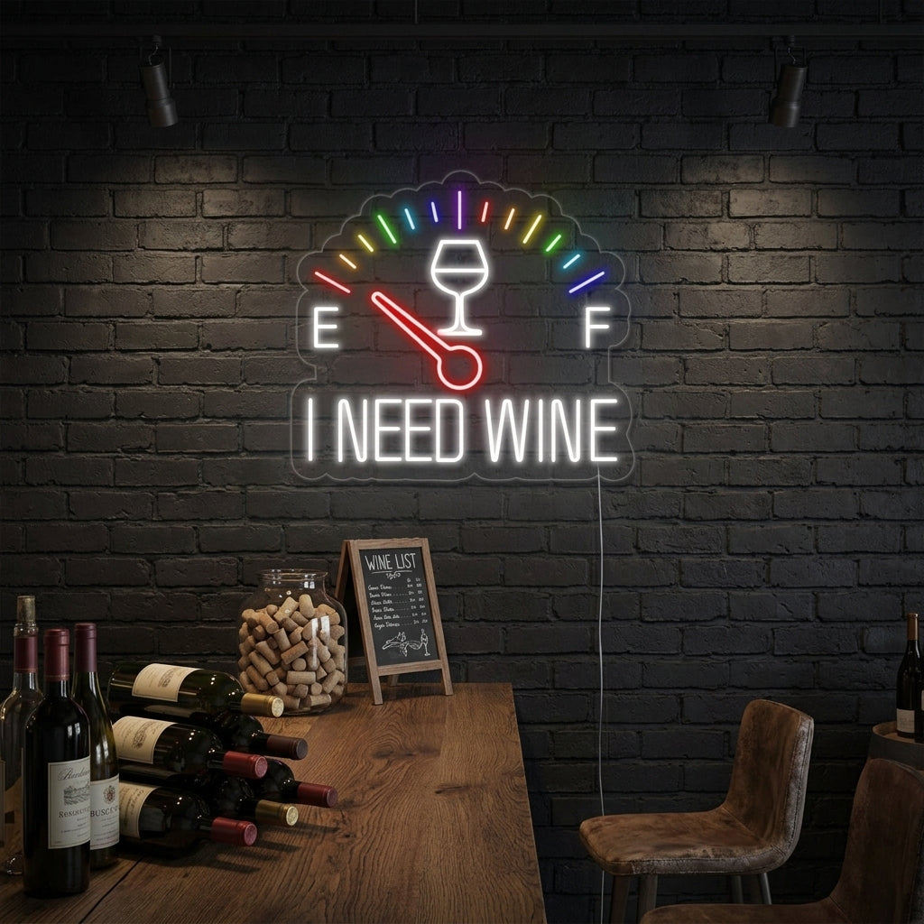 "I Need Wine Kello" Neonkyltti