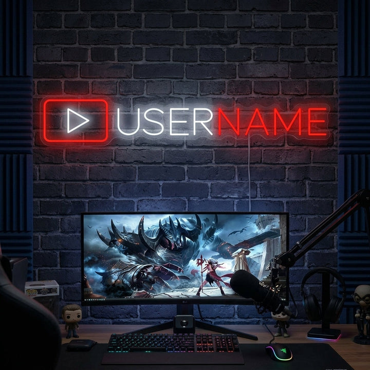"Mukautettu Youtuber-logo" Neonkyltti