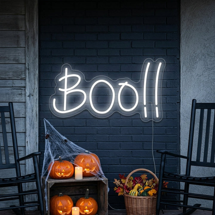 "Halloween Sisustus Boo" Neonkyltti