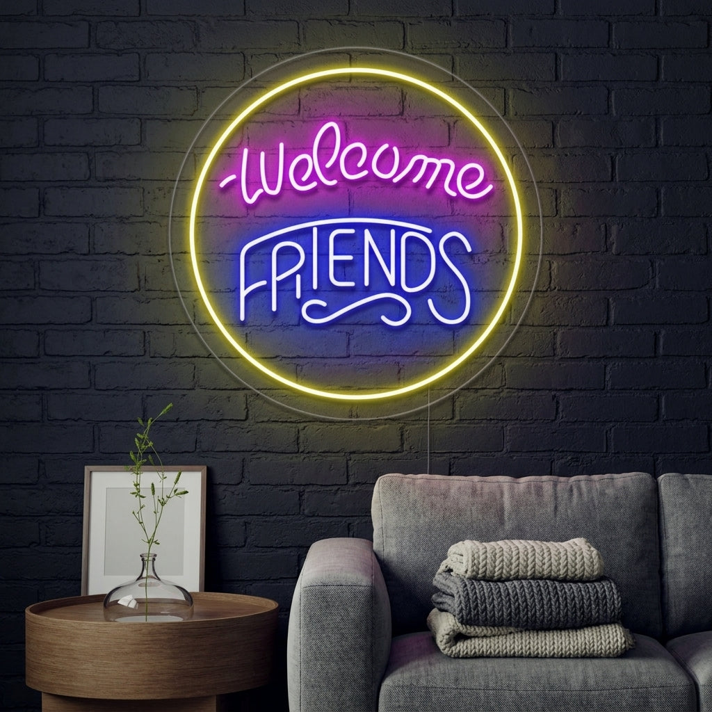 "Welcome Friends" Neonkyltti
