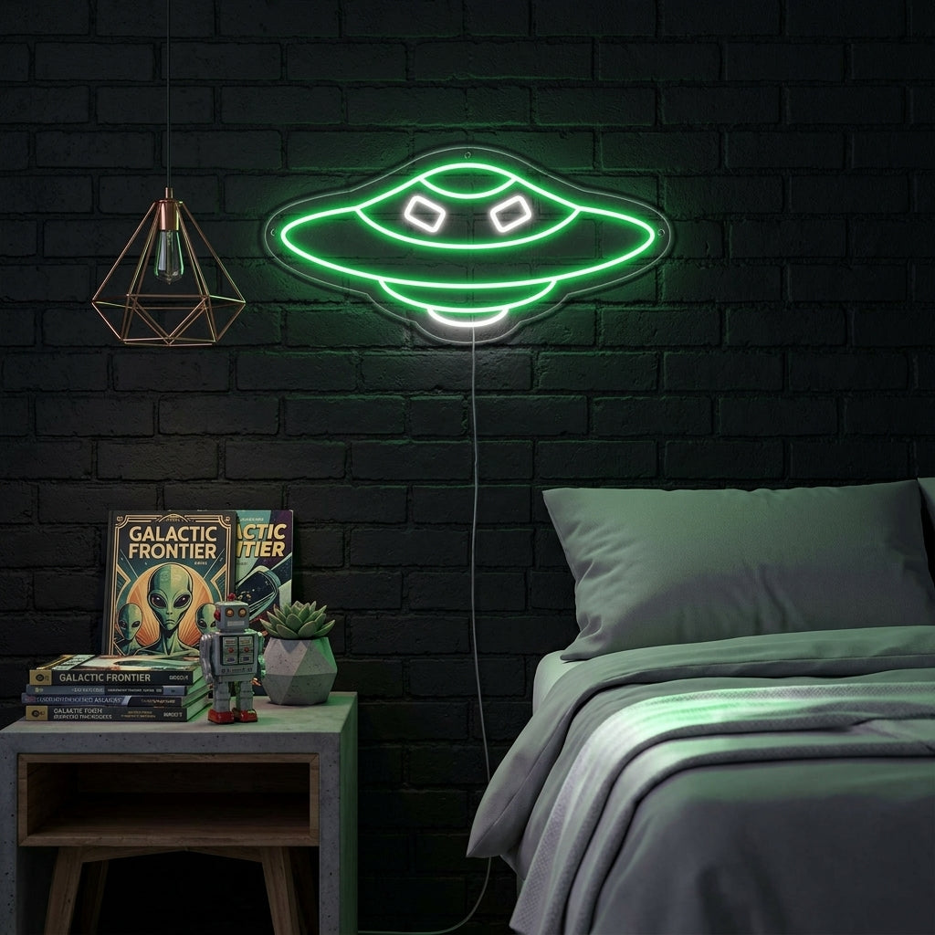 "Avaruusalus UFO" Neonkyltti