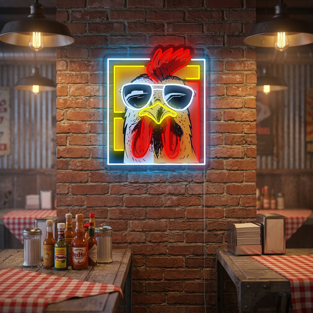 "kana kana kukko" Neonkyltti