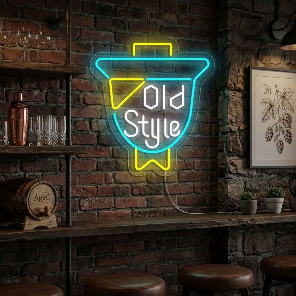 "Vintage Old Style Olutbaari" Neonkyltti