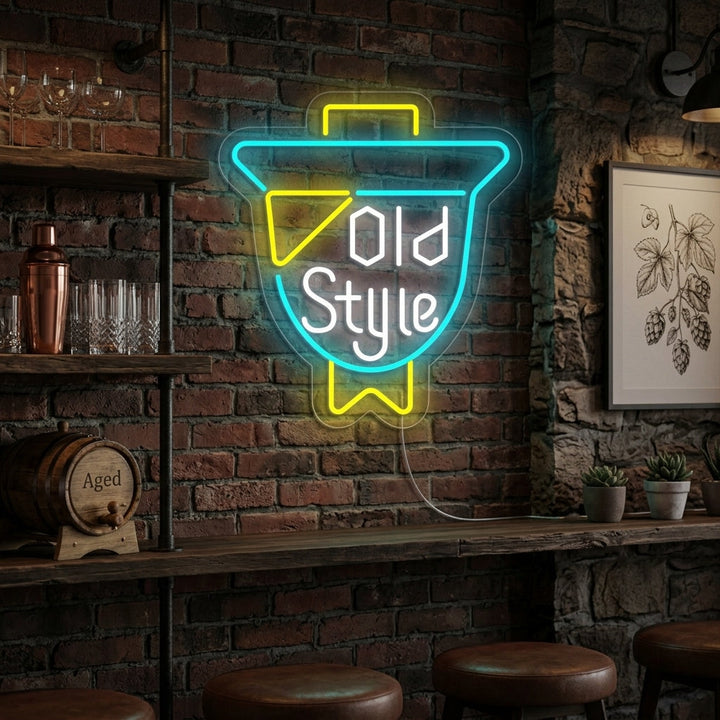 "Vintage Old Style Olutbaari" Neonkyltti