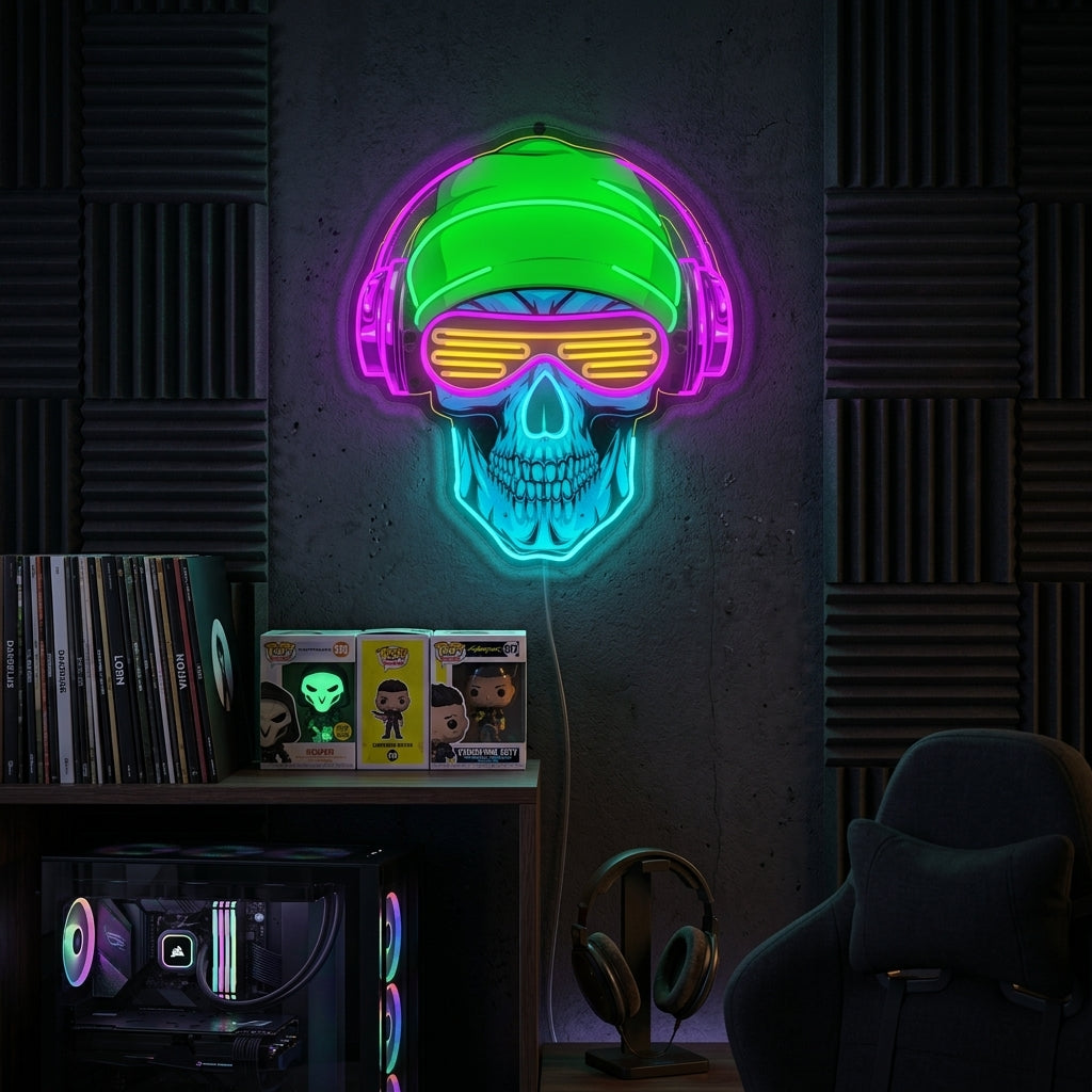 "Kallo kuulokkeilla" Neonkyltti