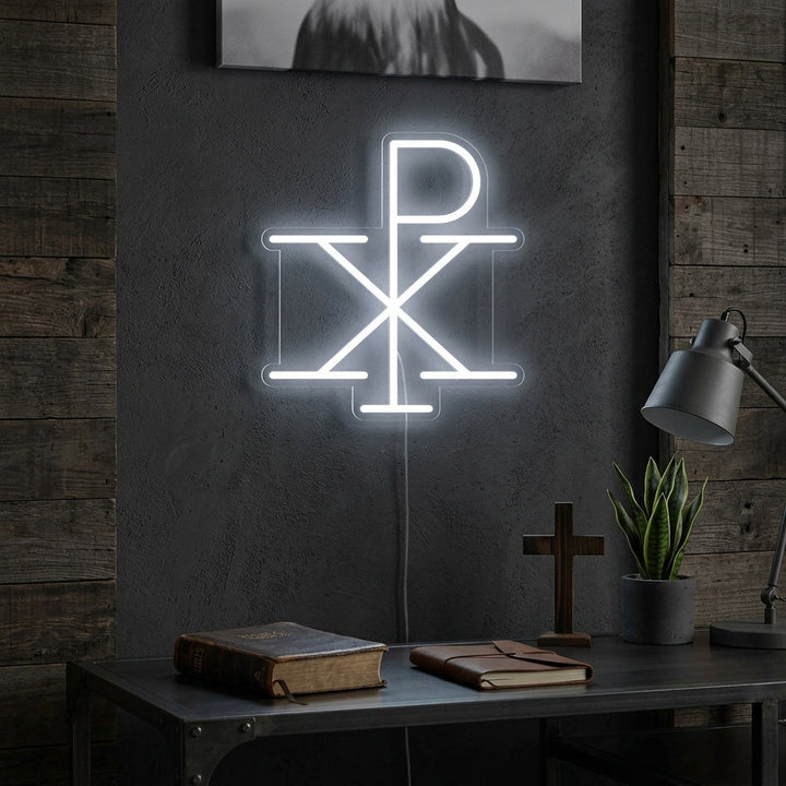 "Jesus Monogrammi Kristuksen Chi Rho" Neonkyltti