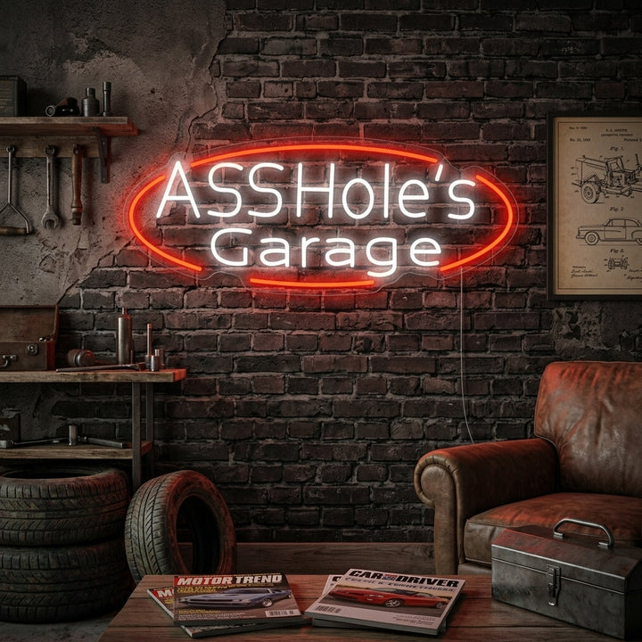 "Assholes Garage" Neonkyltti
