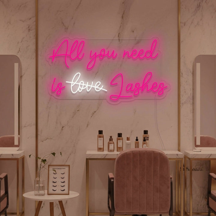 "All You Need Is Lashes Ripsien" Neonkyltti