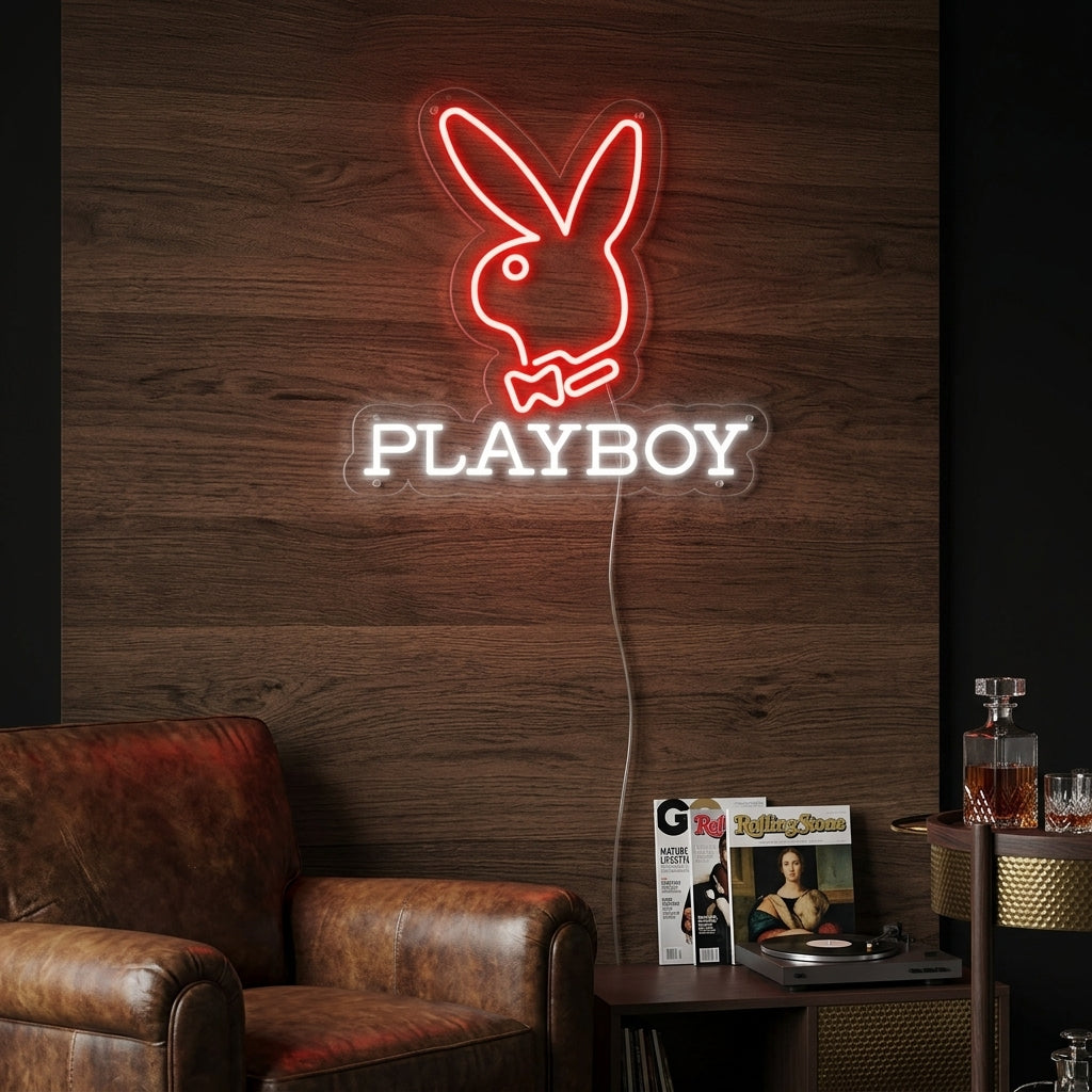 "Play Bunny, Jänis" Neonkyltti