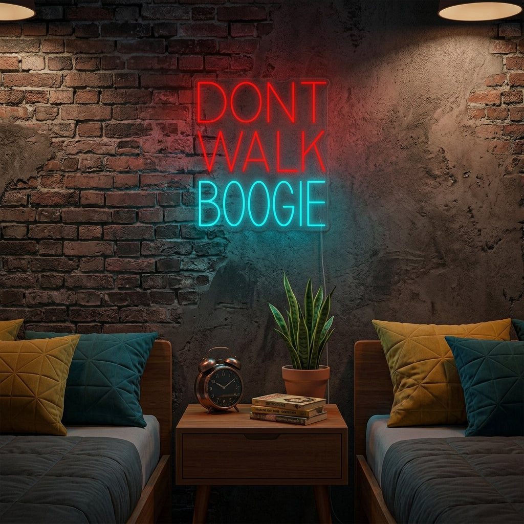 "Dont Walk Boogie Vinyyli Musiikki" Neonkyltti