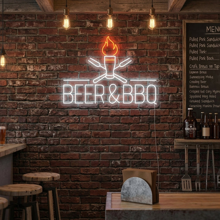 "Beer And BBQ" Neonkyltti