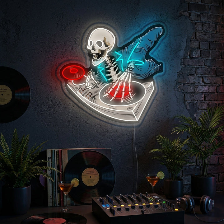 "Skeleton Dj" Neonkyltti