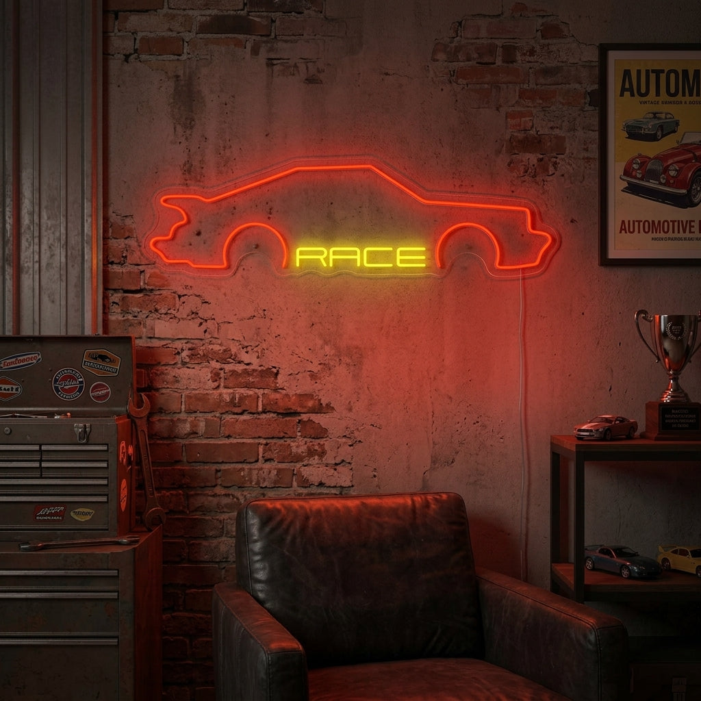 "Auto, Race" Neonkyltti