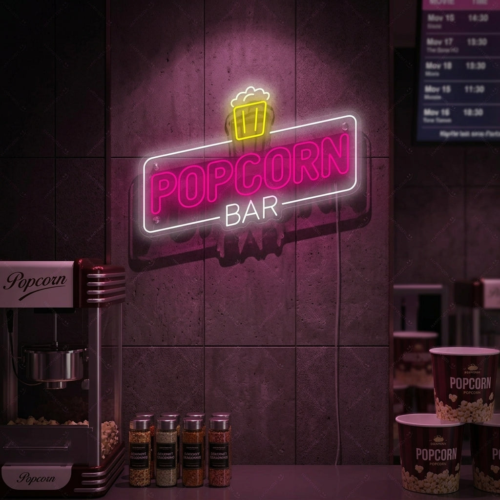 "Popcorn Bar" Neonkyltti