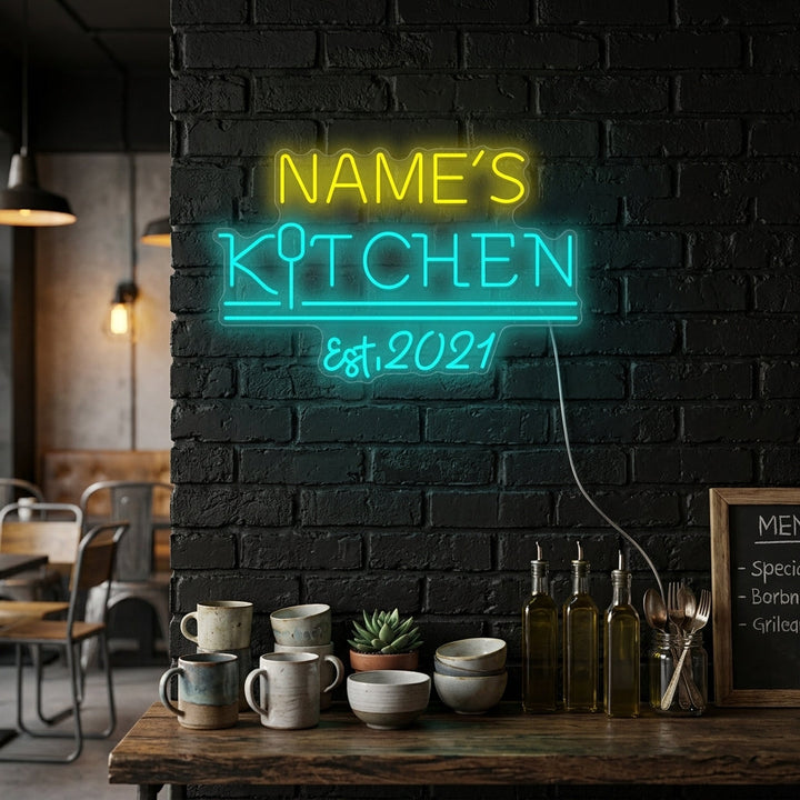 "Custom Kitchen Logo" Neonkyltti