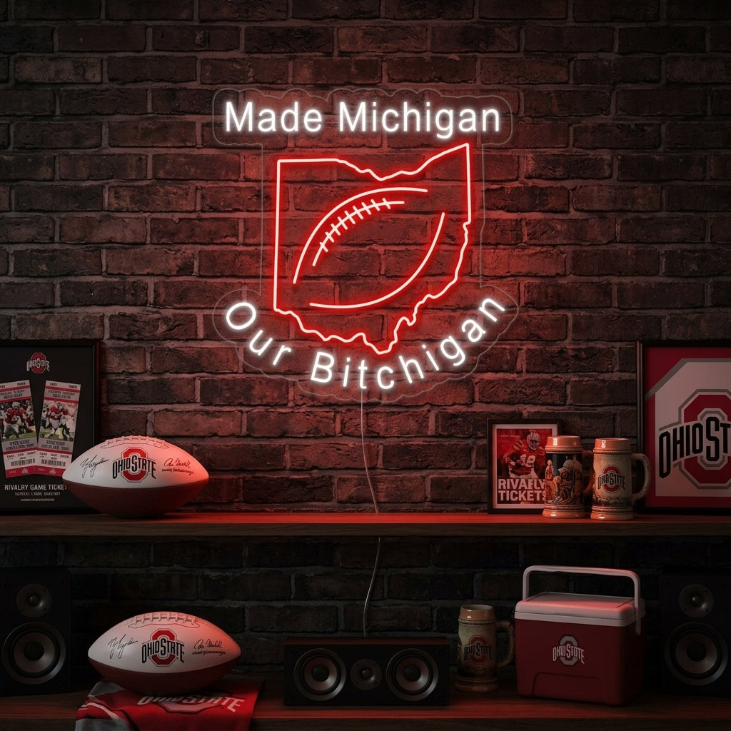 "Make Michigan Our Bichigan, Jalkapallo" Neonkyltti