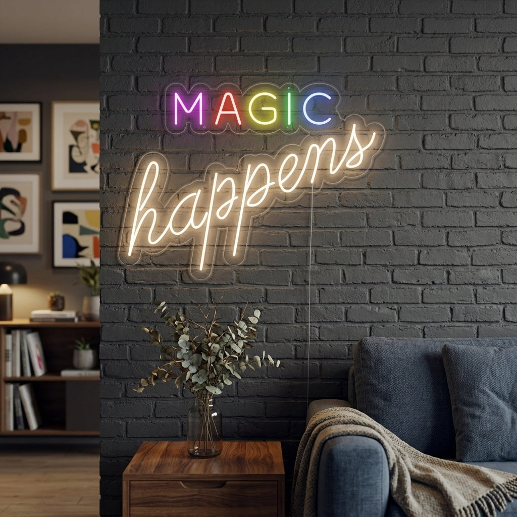 "Magic Happens" Neonkyltti