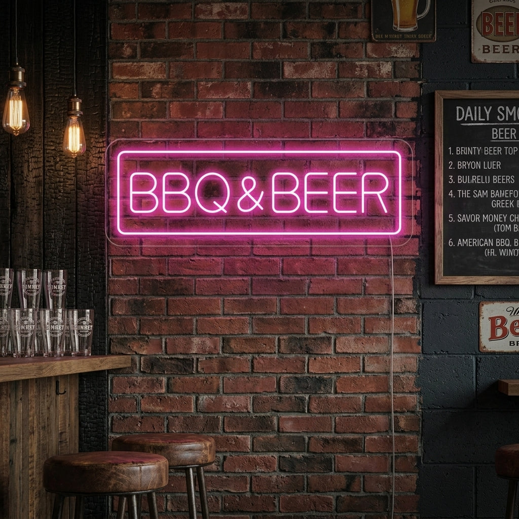 "BBQ Beer" Neonkyltti