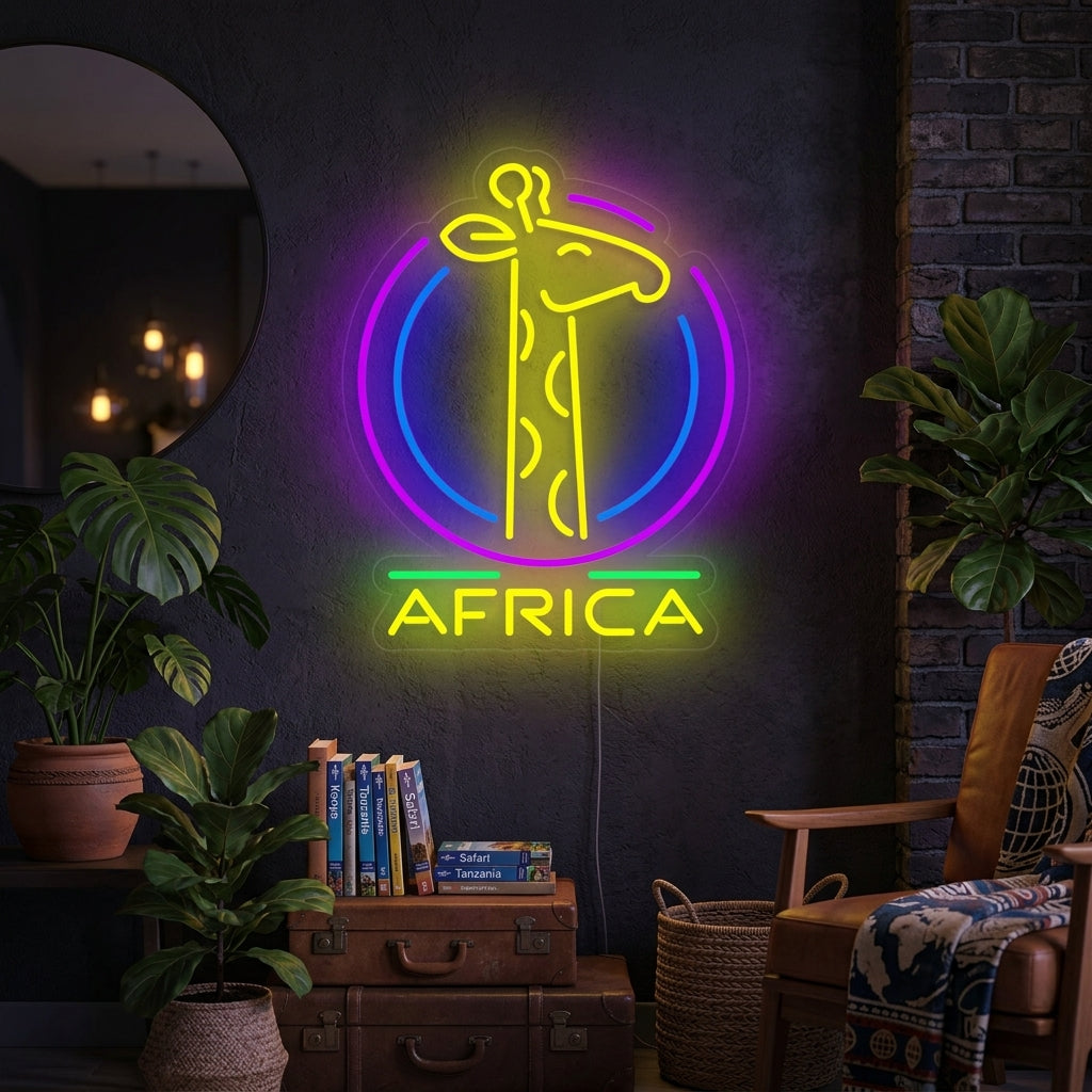 "Afrikka Kirahvi" Neonkyltti