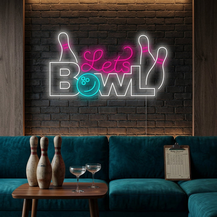 "Lets Bowl" Neonkyltti